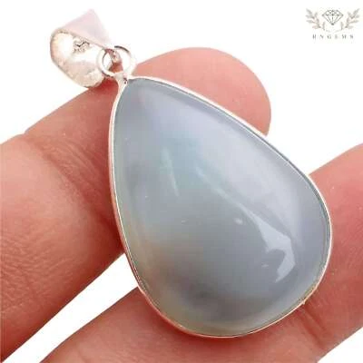 Chalcedony Gemstone 925 Silver Plated Pendant Handmade Jewelry Gift 1.26" P12359 - image 1 of 3
