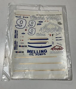 Vintage Nascar 1990 Coors/Melling #9 Ford Thunderbird #940624 Waterslide Decal - Picture 1 of 2