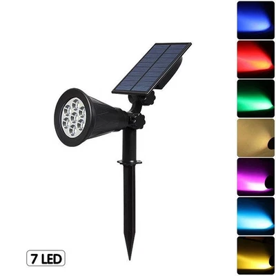 7LED IP65 Solar Spot Lights LED Colour Changing Projection Stake Garden Light - Image 1 of 4