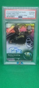 PSA 8 2023 Bowman Platinum Top Prospects Auto Robby Snelling #TOP-38 MINT /199 - Foto 1 di 8