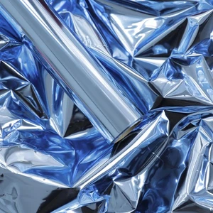 Blue Gift Wrapping Paper Roll Solid Color Mirror Film Floral Wrapping Paper f... - Picture 1 of 6