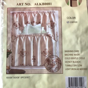 Polyester Küchengardinen Kaffee Set 3 Stück - Bild 1 von 5