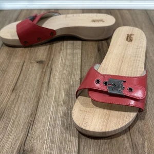 Sandalias Dr. Scholls Madera ROJO Correa Cuero Colección Original Mujer 9M $150 - Imagen 1 de 14