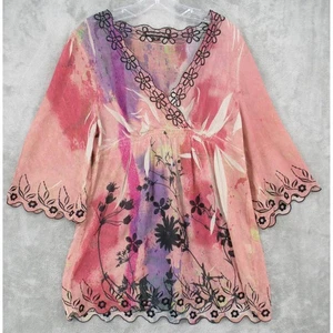 Mushka by Sienna Rose Bluse transparent Blumen bestickt Tunika Whimsigoth romantisch - Bild 1 von 9