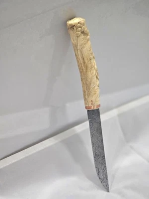 Vintage Japanese Meiji Period Knife Handle,Damascus Steel Blade. - Image 1 of 4