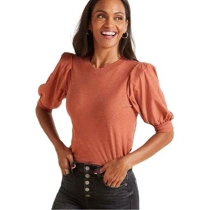 Nation Ltd. Rimma Exaggerated Sleeve Tee Size Small In Red Clay Color - Picture 1 of 10