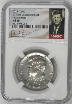 2025 D KENNEDY NGC MS 68 HALF DOLLAR (DENVER) FACING WEST⭐FIRST RELEASES⭐ - Image 1 of 2