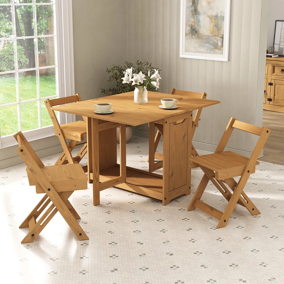 Corona Butterfly Drop Leaf Dining Table and 4 Chairs Wax Santos - Image 1 of 4