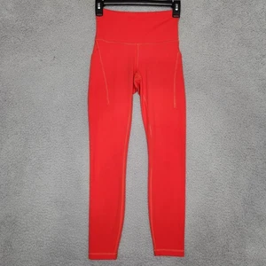 Lululemon Wunder Train High Rise Tight Leggings Pockets Size 4 Red 24" Inseam - Picture 1 of 14