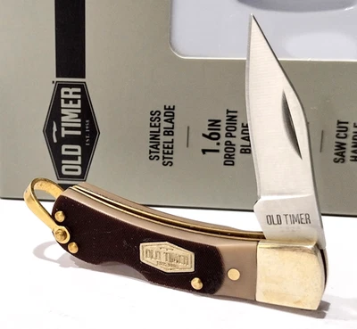 Schrade Old Timer Mini Drop Point Blade Lockback Folding Pocket Knife New 1OT - Image 1 of 4
