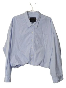 Camicia R13 orlo raccolto blu/bianco gessato taglia L R13W9421 - JFB 100% cotone - Foto 1 di 11