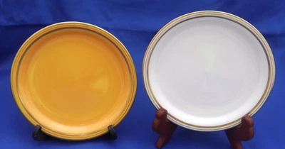 2 Fukagawa Koransha Arita Porcelain Japanese Bread Plates Caramel & White 5.8" - Image 1 of 4