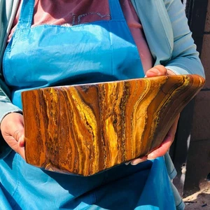 7.08LB Large Natural Tiger's Eye Stone Quartz Crystal Mineral Specimen Healing - Picture 1 of 14
