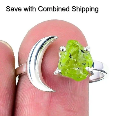 Peridot Gemstone Cluster Heart Chakra Elegant Ring Size 9.5 925 Sterling Silver - Image 1 of 4