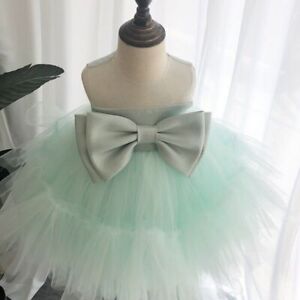 Baby Girl Princess Bow Tutu Dress Summer Vintage Tulle Party Baptism Frock 1-12Y