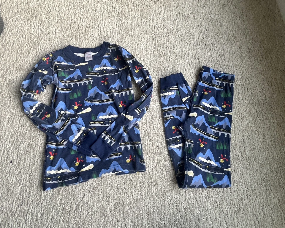 Hanna Andersson The Polar Express Believe Train Boys Girls Size 140 10Pajama SET - Image 1 of 4