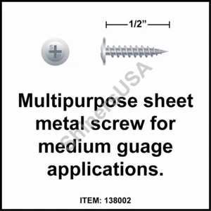 (10000) Tornillo de zinc K-Lath 8 x 1/2 cabezal de armadura modificado Phillips #138002 - Imagen 1 de 1