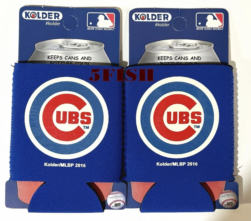 Lot / 2 MLB Chicago Blue Cubs Beer Can Cooler Coozie MLB 2016 Kolder Koozie New - Image 1 of 1