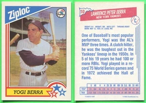 DowBrands Ziploc 1992 - #10 Yogi Berra (HOF) New York Yankees (a) - Imagen 1 de 1
