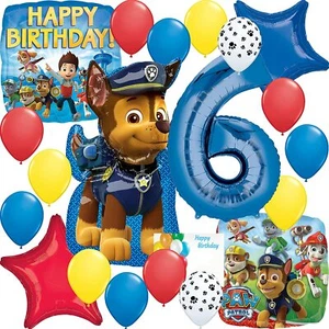 Paw Patrol Party Supplies Chase Balloon Decoration Bouquet 6th Birthday  - Picture 1 of 1