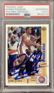 Dennis Rodman Signed 1991-92 Upper Deck #185 Card Pistons Autograph HOF PSA/DNA - Picture 1 of 2