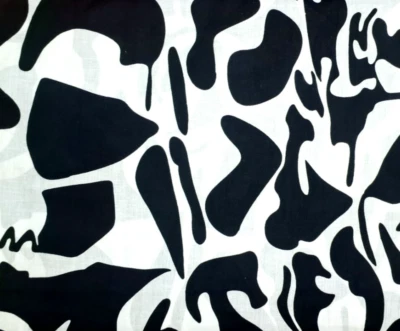 Tela india abstracta negra y blanca por yarda para coser costura costura acolchado Foto 1 de 4