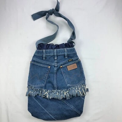 Bolso de Mano Wrangler Jeans Azul Denim Flecos Bolso Boho Cartera Foto 1 de 4