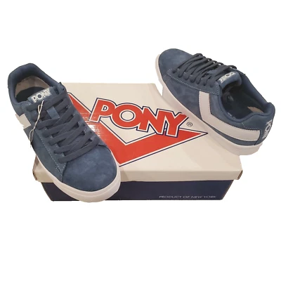 Tenis Pony Talla 6 Azul Blanco Clásicos Bajos Gamuza Cuero Cordones Extra Mujer Nuevas Foto 1 de 4