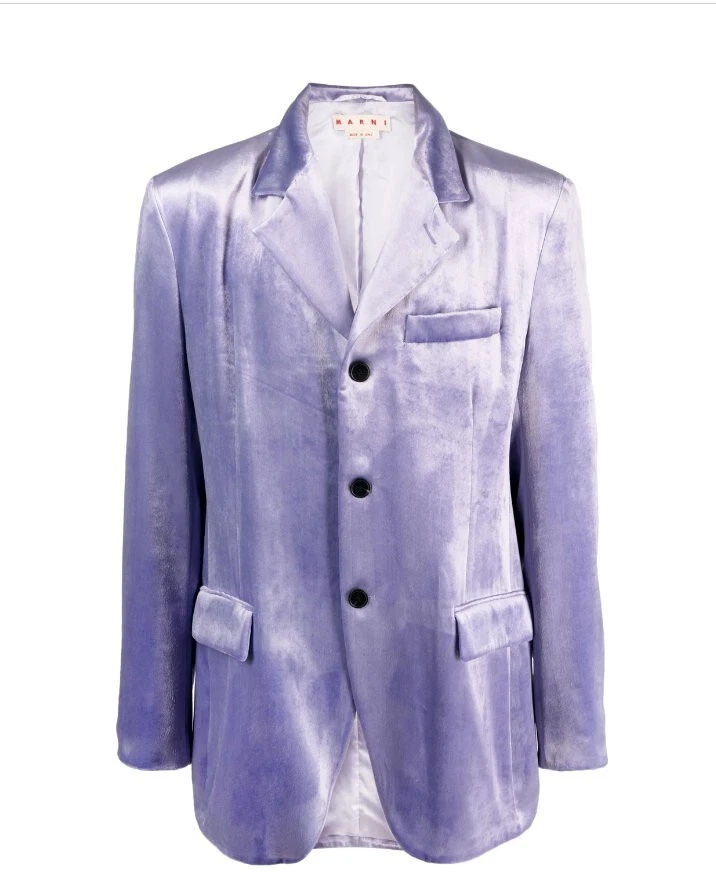 Chaqueta Blazer $3,800 Nueva con Etiquetas Marni Púrpura Terciopelo Un Pecho 3 Botones 42 (52)R Foto 1 de 4