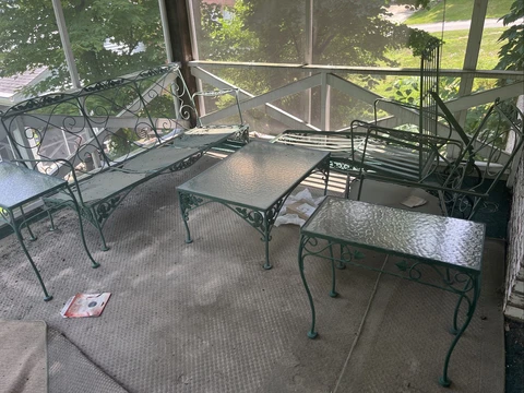 Vintage Outdoor Patio Porch Rose Ivy Iron Set Chair Lounger Side & Coffee Table Cover