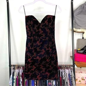 Vintage Jessica McClintock Gunne Sax Velvet Sweetheart Corset Wiggle Dress - Picture 1 of 9