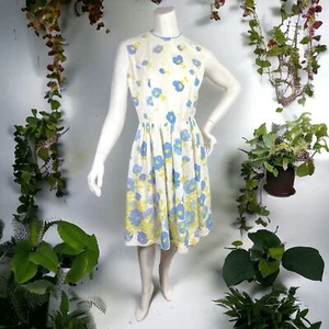 VINTAGE 60’s Floral Day Dress Midi Length Pleated Skirt Normay Size S - Picture 1 of 7