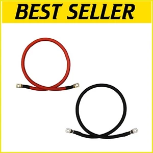 Ultra-Flexible 1/0 AWG Copper Inverter Cables - Red & Black, 3ft with 3/8 Lugs - Picture 1 of 8