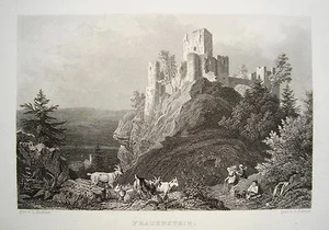 Burg Frauenstein Sachsen Erzgebirge seltener echter alter Stahlstich 1844 - Picture 1 of 1