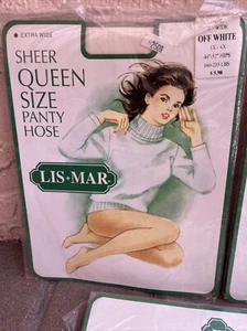 LIS MAR Vintage OFF WEISS durchsichtige Nylon-Strumpfhose Königin Größe passt 1X-4X - Bild 1 von 5