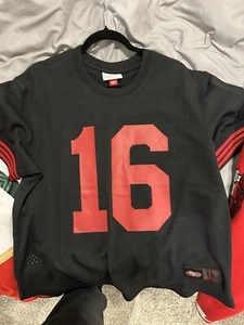 Mitchell & Ness Joe Montana 49ers Throwback Jersey Black Size Large - Picture 1 of 3