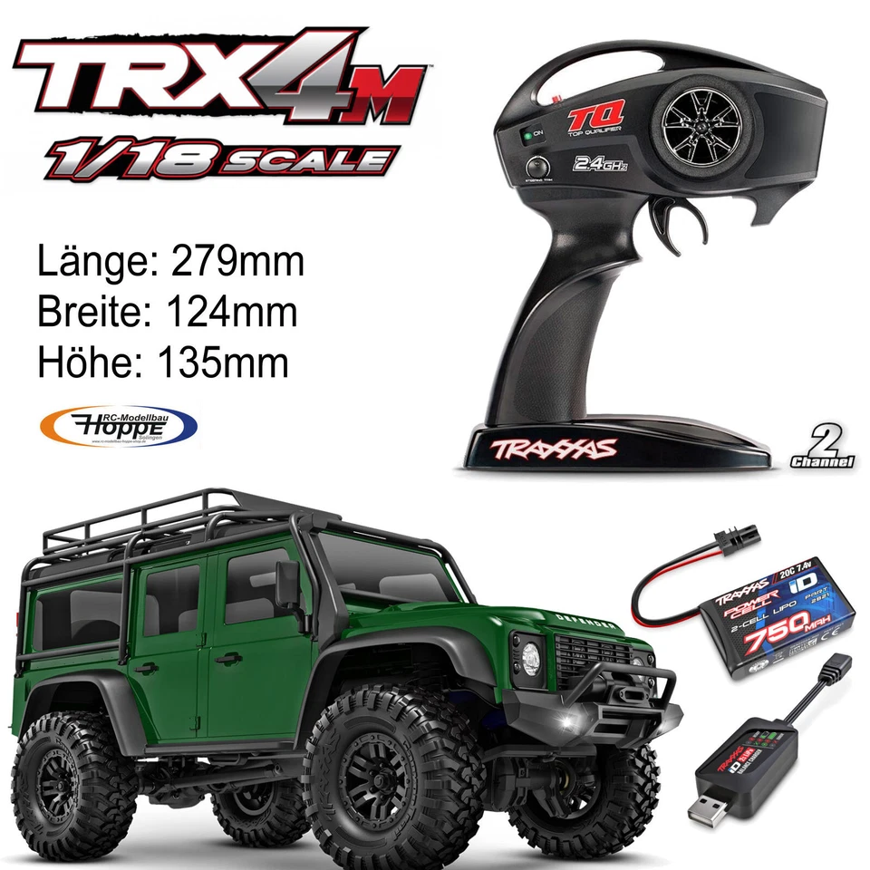 Traxxas TRX-97054-1GRN Crawler TRX-4m LR Defender 4x4 Brushed 1 18 Automodello