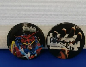 Lot Of 2 Judas Priest Button Back Pins Round - Picture 1 of 4