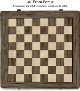 Juego de ajedrez y damas plegables de madera de 15 pulgadas A&A con Staunton C de altura king de 3 pulgadas - Imagen 1 de 12