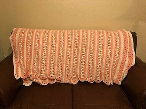 Estate Purchase Vintage Handmade Striped Afghan Stripe Throw Blanket Afgan - Picture 1 of 3