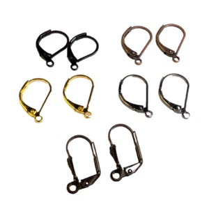 Brass Plated Leverback Earring Hoop Earring Findings Earwire 15-16mm 6-20ct - Picture 1 of 15