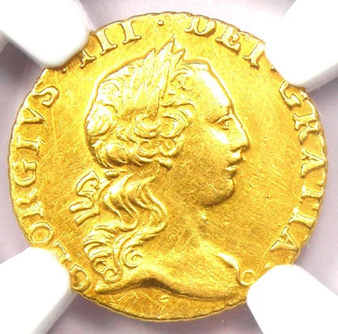 1762 Britain George III Gold Quarter Guinea 1/4G Coin - Certified NGC AU Detail Cover