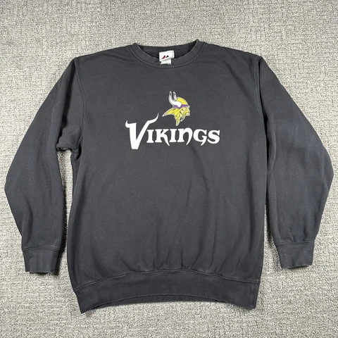 Majestic Minnesota Vikings Sweatshirt Medium Black Long Sleeve Pullover NFL Mens Cover