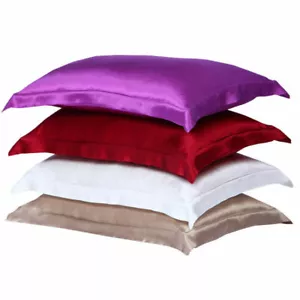 1Pair Comfy Soft Silk Blissy Satin Pillow Cases Cushion Cover Queen Standardr UK - Picture 1 of 17
