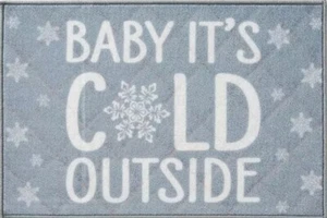 PRINTED KITCHEN RUG (20"x30") CHRISTMAS SNOWFLAKES.BABY IT'S COLD OUTSIDE, Natco - Picture 1 of 9
