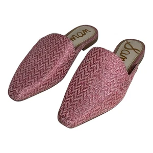 Sam Edelman Eiko Pink Woven Tweed Textured Slip On Mules Womens Size 7 Excellent - Picture 1 of 14