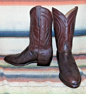 Hombres Rujo The Marcus Marrón Teju Lagarto/Botas de Vaquero de Cuero 10.5 EE Nuevas con Caja - Imagen 1 de 6