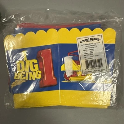 24 Pc I Dig Being 1 1st Truck Birthday Party Cardstock Popcorn Boxes 3" x 4" - Изображение 1 из 2