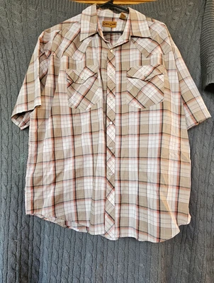 Cobra Creek Pearl snap short sleeve shirt - Size XL - tan/orange/black - Image 1 of 4
