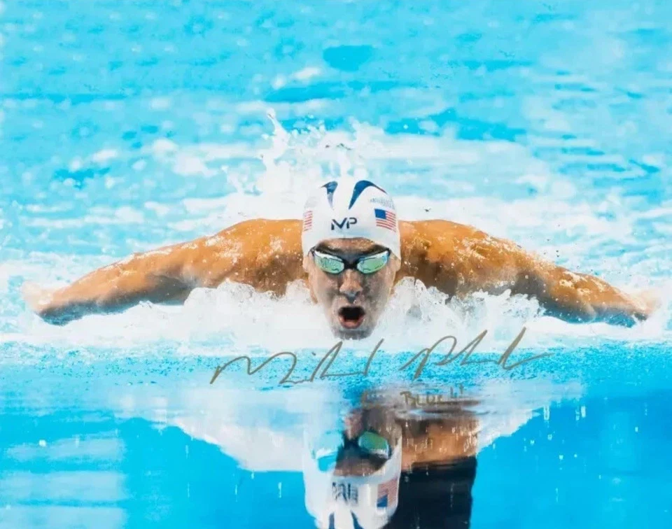 Foto autografiada por Michael Phelps 8x10 de los Juegos Olímpicos de Natación firmada reimpresión Foto 1 de 1